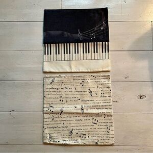 Pillow Covers Square Set of Two Musical Note Phrases Piano Key Theme Canvas Zip